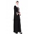 Front open embroidery abaya- Black Front open embroidery abaya- Black